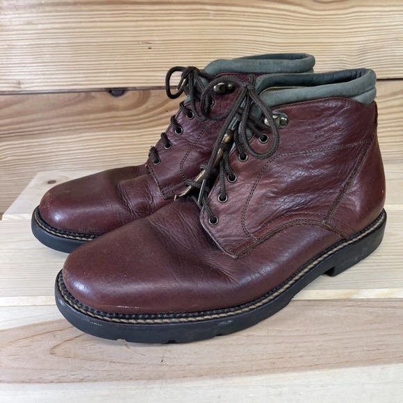 H.S. TRASK & Co Buffalo Hide Boots Mens 8.5 Hand Crafted Brown Green Style 1117 - Picture 8 of 16